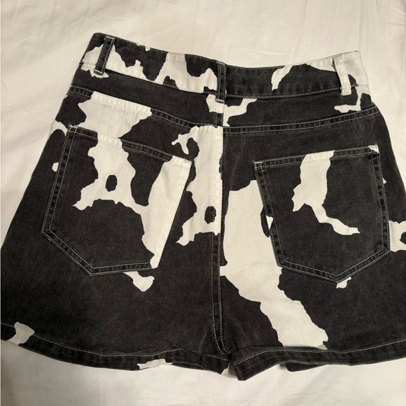 12th Tribe Cow print denim shorts - Picture 2 of 5